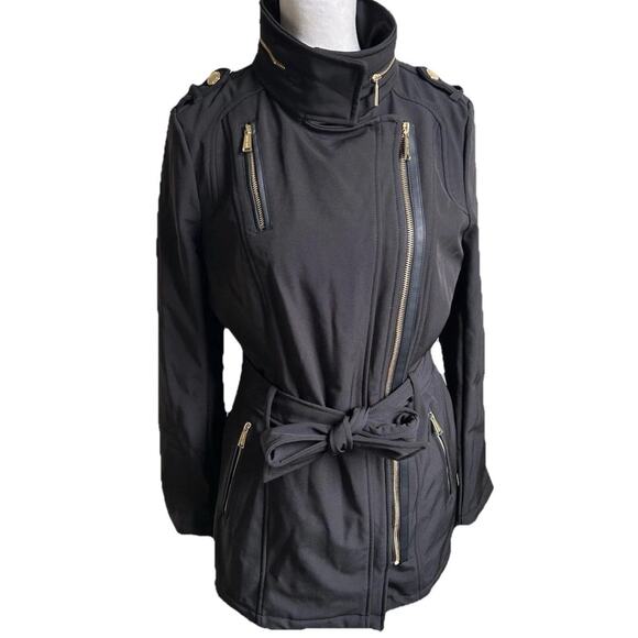 Michael Kors Jackets & Blazers - Michael Kors Trench Coat Womens XS Black Hooded Belted Zip Lined NWT